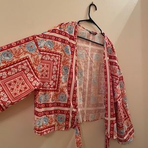 Cardigan/ kimono pattern blouse/ long sleeve